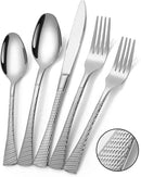 Hammered Silverware Set,20 Piece Modern Flatware Set Service for 4,Mirror Polished Stainless Steel Cutlery Set Utensil Set Tableware Set,Kitchen Knives Forks Spoons Set,Dishwasher Safe by CozyNest Decor