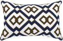 Alysheer Embroidered Lumbar Decorative Throw Pillow Cover 12"x 20", Classic Boho Geometric Embroidery Pattern Cotton Rectangular Cushion Case for Sofa Couch Living Room Bedroom(Blue Brown) by CozyNest Decor