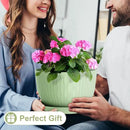12 Inch Large Plant Pots for Indoor or Outdoor Plants, Wide Water Ripples Flower Pots with Drainage Holes & Saucer, Plastic Planters Set for Garden & Home Decor (Green) by GreenHaven Gardens