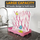 SpaceAid Baby Bottle Drying Rack with 20 Hooks, Space Saving Kitchen Bottles Rack Dryer, Vertical Baby Bottle Holder Organizer for Countertop Storage Accessories (White and Pink) by TinyTreasures Baby Boutique