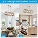 XINGQI Kitchen Island Chandelier for Dining Room Modern Farmhouse Rectangle Pendant Lighting Fixture Vintage Linear Hanging 4-Light Rustic Living Room, Antique Brushed Nickel and Wood Grain Finish by CozyNest Decor