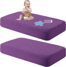 NTBAY 2 Pack Waterproof Mini Crib Mattress Protector, Quilted 24"x38" Fitted Mattress Cover - Machine Washable - Soft and Breathable Baby Mattress Pad Sheet for Mini Crib and Baby Playards, Purple by TinyTreasures Baby Boutique