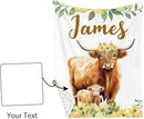 Personalized Baby Crib Bedding Set, 5-Piece Highland Cow Design Baby Crib Sets with Custom Name, Toddler Double Layer Blanket Fitted Sheets Changing Pad Cover Rug Wall Art Set, Charming Nursery Decor by TinyTreasures Baby Boutique