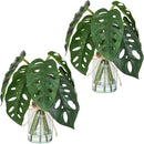 Artificial Flowers Turtle-Back, Alocasia Leaf, in Glass Vase with Faux Water,7Pcs Artificial Leaves Real Touch Latex Leaves for Centerpiece (2, Turtle-Back Leaf) by CozyNest Decor