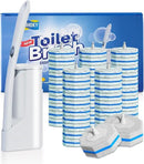 Disposable Toilet Brush Cleaning System with 50pcs Refills Pads Replacement Heads, Toilet Cleaning Stick, Wall Mounted Toliet Wand Kit Bathroom Maintenance, Toilet Bowl Cleaner Wands Holder and Set by CozyNest Decor