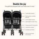 Dream On Me Volgo Twin Umbrella Stroller in Black, Lightweight Double Stroller for Infant & Toddler, Compact Easy Fold, Large Storage Basket, Large and Adjustable Canopy by TinyTreasures Baby Boutique