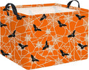 HIYAGON Rectangular Halloween Basket for Boys and Girls Kids Trick or Treat Pumpkin Basket for Halloween Parties Cute Storage Bin Organizer Box Room Decor(Bat spider web) by TinyTreasures Baby Boutique
