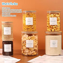 6-Pack Borosilicate Glass Storage Jars with Bamboo Lids + 132 Pre-Printed Pantry Labels Included, BPA-Free Thicken Airtight Containers for Flour, Sugar, Rice, Microwave & Freezer Safe(100OZ/54OZ/27OZ) by CozyNest Decor