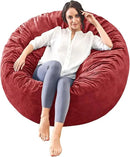 Bean Bag Chairs for Adults - Memory Foam Furniture BeanBag Chair - Kids/Teens Sofa with Soft Micro Fiber Cover - Round Fluffy Couch for Living Room Bedroom College Dorm - 3 ft, Red by CozyNest Decor