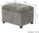 Joveco Storage Ottoman Foot Rest Stool, 24" Velvet Footstool Bench for Living Room Bedroom, Light Grey by CozyNest Decor