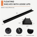 Solid Ash Wood Picture Ledge Shelf, Floating Shelves Set of 2, 56 Inch Long Large Ledge Shelves, Nursery Book Shelves Wall Mounted for Living Room Bedroom Kitchen Decor Kids Bookshelf, Black by TinyTreasures Baby Boutique