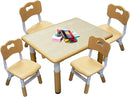 Kids Table and 4 Chairs Set with Graffiti Desktop, Toddler Furniture Set, Non-Slip, Table Children Study Desk, Dining Table, Height Adjustable Desk, Painting Desktop for Kids (31.5x23.6Inch) by CozyNest Decor