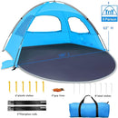 WhiteFang Beach Tent Anti-UV Portable Sun Shade Shelter for 3/4/6/8 Person, Extendable Floor with 3 Ventilating Mesh Windows Plus Carrying Bag, Stakes and Guy Lines by TinyTreasures Baby Boutique