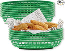 TableCraft C1074G Oval Cash and Carry Basket, Green, Stackable Plastic Food Baskets, 9.31" x 6.18" x 1.88", Pack of 12, Dishwasher Safe by GreenHaven Gardens