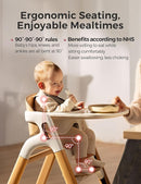 Momcozy DinerPal Wooden High Chair for Babies, Toddlers & Adults Up to 308 Lbs, Convertible Baby Highchair with Food-Grade Tray, Dishwasher-Safe, Adjustable & Ergonomic, Natural Wood by TinyTreasures Baby Boutique