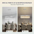Modern Crystal Chandelier for Dining Room,6 Light K9 Crystal Rectangle Chandelier, Rectangular Pendant Ceiling Light Fixture for Living Room Kitchen Island L31.5''xW10''xH10'' by CozyNest Decor