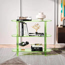 Clear Bookshelf, Acrylic Bookcase with Open Book Shelf Console Table for Entryway Office (3 Tier Green) by CozyNest Decor