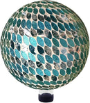 Alpine Corporation 10" Diameter Indoor/Outdoor Glass Mosaic Gazing Globe Yard Decoration, Blue Mosaic Petals Design by GreenHaven Gardens