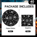40Pcs Halloween Paper Plates and Napkins Party Supplies, Spider Web Plates Napkins Disposable Dinnerware Set for Spooky Halloween Party Decorations by CozyNest Decor
