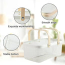 Portable Garden Harvest Basket-Mesh Design Natural Bamboo Handle Wire Storage Baskets,Mesh Basket with Handle Organize Items Reduce Space Occupation,Suitable for Kitchen,Garden,Picnic(White) by GreenHaven Gardens