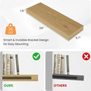 Floating Shelves for Wall, 24" W x 6.7" D x 1.5" H, Wooden Wall Mounted Display Shelves with Invisible Brackets for Living Room, Bedroom, Bathroom, Kitchen Decor and Storage, Set of 2, Oak by CozyNest Decor
