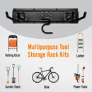 Garden Tool Rack Set, Garage Wall Organization Hanger with 3 Mop Holder and 6 Multi-Purpose Hooks, Garden Yard Shovels Rakes for String Hedge Trimmer Brooms Hoses Folding Chairs ladders, and More by GreenHaven Gardens