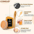 ComSaf 12 Pcs Glass Spice Jars and Spoons, 8oz Glass Containers with Bamboo Lids, Storage Containers with Airtight Lids with 275 Labels for Seasonings, Salt, Loose Leaf Tea Storage by CozyNest Decor