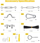 String Light Hanging Kit Outdoor Lighting Hanging Kit with 250 Ft Black Coated Wire Cable, Turnbuckle, Hooks and Enough Outdoor Accessories for Outside, Patio, Garden by GreenHaven Gardens