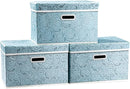 PRANDOM Collapsible Storage Cubes with Lids Fabric Decorative Storage Bins Boxes Organizer Containers Baskets with Cover Handles for Bedroom Closet Living Room 14.9x9.8x9.8 Inch 3 Pack by TinyTreasures Baby Boutique