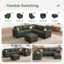 HONBAY Corduroy Modular Sectional Couch with Storage L-Shaped Sectional Couches for Living Room 6 Seater Modular Sofa, Green by CozyNest Decor