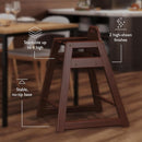 Foundations Neat Seat Wood Highchair for Restaurants, Easy to Clean, “No-tip” Feet, 3-point Safety Harness, Durable Hardwood, Small Footprint, Stackable (Antique Cherry) by TinyTreasures Baby Boutique