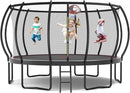 Tatub Large Trampolines Outdoor 10 12 14 15 16FT for Kids and Adults,Outdoor Recreational Pumpkin Trampolines with Curved Poles and Safety Enclosure Net, Basketball Hoop, Ladder by TinyTreasures Baby Boutique