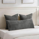 Fancy Homi 2 Packs Dark Gray Big Decorative Throw Pillow Covers 24x24 Inch for Couch Bed Sofa, Rustic Farmhouse Boho Home Decor, Soft Corss Corduroy Patchwork Accent Square Cushion Case 60x60 cm by CozyNest Decor
