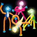 Dinosaur Pop Tubes Toys LED Light Up Mini Figures Fidget Sensory Toys Dino Telescopic Suction Cup Gift Sets, Toddler Autism Stress Relief Party Favors Prizes Stocking Stuffers for Kids 3+ by TinyTreasures Baby Boutique