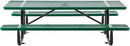 Global Industrial 8’L Rectangular Picnic Table, Expanded Metal, Green Thermoplastic Coating, Attached Benches, 1-1/2” Umbrella Pole Hole, Outdoor-Rated, 1000 lb Capacity, 96” x 30” Tabletop by GreenHaven Gardens