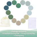 wegreeco Nursing Breast Pads (14 Pack) + Laundry Bag & Travel Storage Bag, 4.7 inch Option - Washable & Reusable Breastfeeding Nursing Pads (Bean Paste Green, Plain Shape) by TinyTreasures Baby Boutique