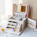 Vlando Jewelry Box Organizer for Girls Women, Large Baroque Jewelry Holder Organizer with Mirror, 3 Drawers for Bracelets, Earrings, Rings, Necklaces, Mothers Day for Loved One, Pink by TinyTreasures Baby Boutique