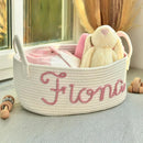 Personalized Baby Name Basket, Custom Woven Baby Shower Gift Basket with Cotton Rope Handle Baby Diaper Nursery Shelf Storage Basket Bin for Kids' Bedroom (Style 4) by TinyTreasures Baby Boutique