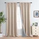 XWZO 100% Blackout Curtains, Double Layer Full Room Darkening and Energy Efficiency Rod Pocket Window Panels with Tiebacks for Living Room, Biscotti Beige, W52 x L95, Set of 2 Drape Panels by TinyTreasures Baby Boutique