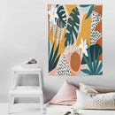 Abstract Bohemian Mid Century Tapestry, Tropical Leaves Modern Geometric Archway Minimalist Bohemian Botanical Aesthetic Wall Hanging, Sage Green Gold Home Decor Art for Bedroom 40x60 Inch by CozyNest Decor