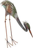 Alpine Corporation 30" Tall Outdoor Rustic Metal Bowing Crane Statue Yard Art Decoration by CozyNest Decor