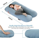 Amagoing Cooling Pregnancy Pillow for Sleeping, U Shaped Maternity Full Body Pillow for Women with Hip, Leg, Back Pain Support, Removable Cooling Cover Included (Light Blue) by TinyTreasures Baby Boutique
