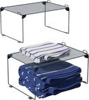 Neudeco Stackable Cabinet Shelf Organizer - 2 Pack Metal Mesh Stacking Shelves for Kitchen, Closet, Bathroom, Countertop and Cabinet -Gray by CozyNest Decor