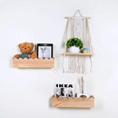 Wooden Macrame Wall Hanging w/Shelf & Sturdy Beaded Rope - Handmade Modern Living Room Decor - Macrame Wall Decor to Securely Hold Plants & More - Beautiful Boho Decorations for Interior Design by CozyNest Decor