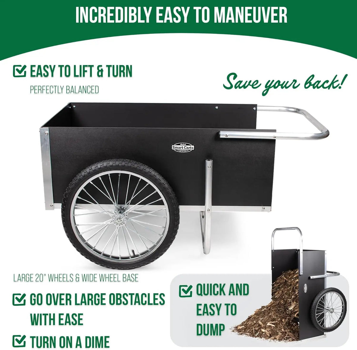 Smart Carts Ultimate Gardener Cart with 7 CF Capacity, Large 20-Inch Wheels for Effortless Maneuverability, and Aluminum Frame That is Strong, Lightweight, and Rustproof, photo 2 of 6