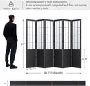 Room Divider, 66.9Inch Tall Japanese Shoji Style Folding Wood Screen with Double Hinges for Home Office Bedroom Hotel Decoration (6Panels, Black) by CozyNest Decor