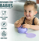 Silicone No Spill Snack Cups for Toddlers – Portable Baby Snack Cup Containers with Dustproof Lid – Dishwasher-Friendly Toddler Spill Proof Cups Without BPA, Lead, or Phthalates – Blue and Pink by TinyTreasures Baby Boutique