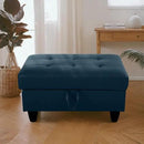 Ottoman Rectangular Storage Ottoman Bench, Faux Leather Footrest, Coffee Table, Stool Footstool with Hinged Lid for Living Room, Bedroom, Entryway, Dark Blue, 35"x23.5"x17.5" by CozyNest Decor