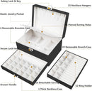 Earring Jewelry Box for Women Girls Stud Organizer, 5 Layers Black Jewelry Organizer Box With Lock Earring Holder Organizer Ring and Necklace Jewelry Box with Earrings Holder for Women Girls by TinyTreasures Baby Boutique