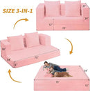Folding Bean Bag Chair for Adults,3-in-1 Bean Bag Couch Faux Fur Floor Sofa Large Beanbag Convertible Bean Bag Sofa Bed with Pillow in Bedroom,Living Room,Apartment(Queen,Pink) by CozyNest Decor